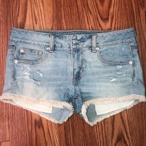 American Eagle Shortie Jean Short with Fringe